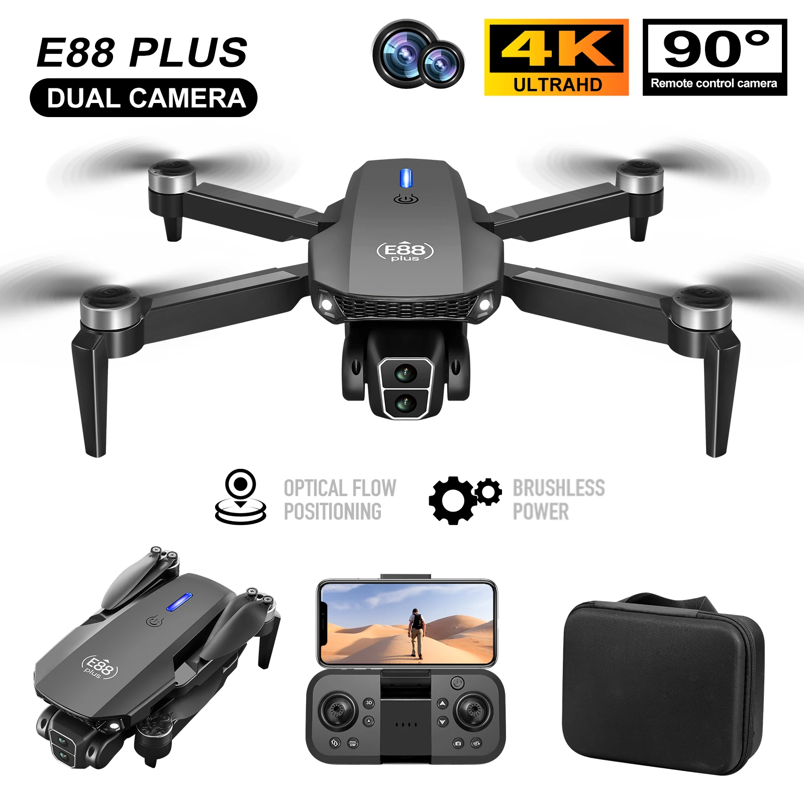 새로운 E88 Plus 쿼드콥터 드론: 90 °   전 - Drone Camera Hd 리뷰 및 가격
