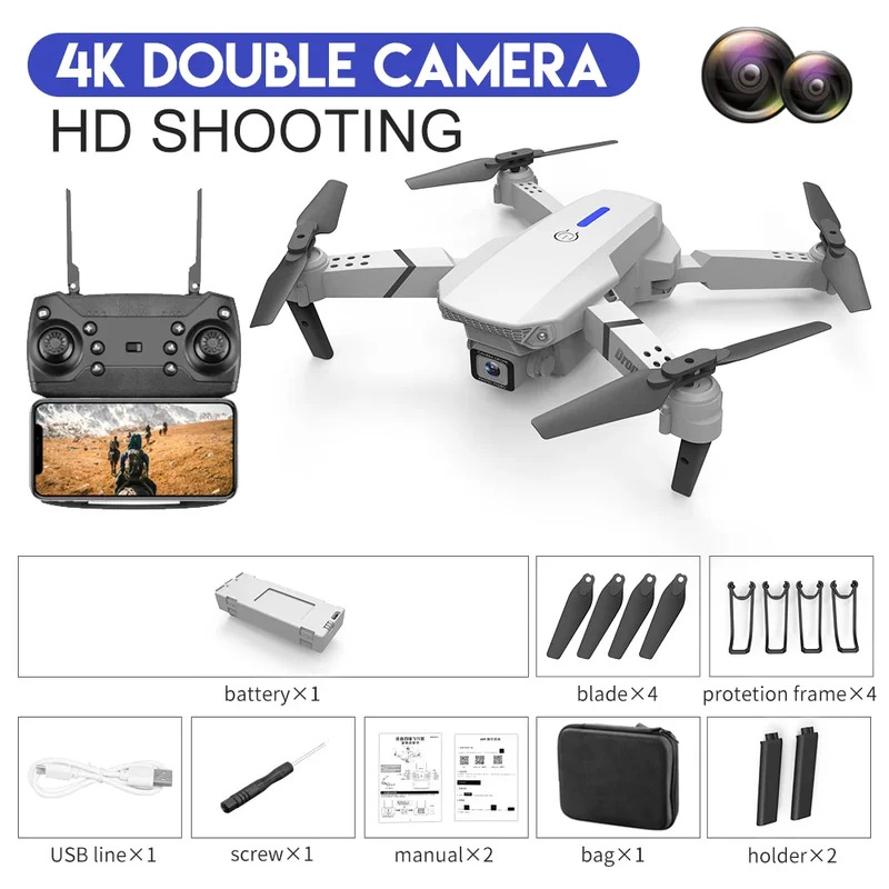 E88 프로 지능형 접이식 드론, 단일/듀얼 카메라 전 - Drone Camera Wide Angle 리뷰 및 가격